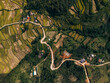 © Connect Images - Aerial view of lush green terraced fields and winding roads in a rural landscape.  Nguyen BÏnh District, Cao Bang, Vietnam