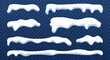 © Southsticks - Snow caps icicle border. Winter frozen frost decoration isolated shapes