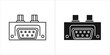 © Jomila - Serial port connector icon, communication interface symbol