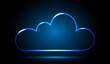© Helga1 - Neon digital cloud icon on a black and blue background. Visualization of data transmission over a network. An elongated neon cloud with highlights. Vector EPS 10.