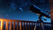© mudrika - Telescope on a balcony under a starry night sky, capturing the beauty of the cosmos and tranquility