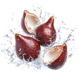 Fresh delicious salak fruit water splash isolated dynamic splash refreshing tropical snack isolated on transparent background