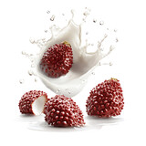 Delicious salak fruit splashing milk refreshing tropical healthy exotic food isolated on transparent background