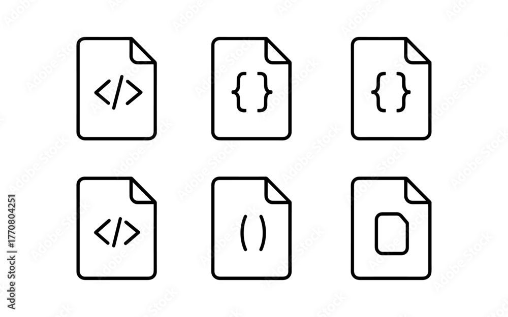 Vetor Minimalistic icons of code files with html, css, and javascript ...