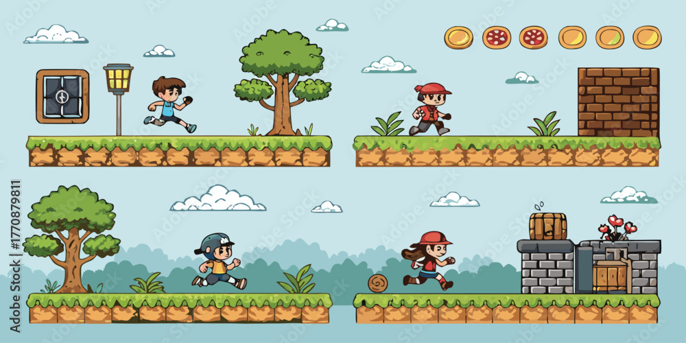 2D Game Level Design Sprite Sheet – Platformer Game Assets Pack, Pixel ...