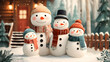 © MUHAMMAD - Snowman family in winter scene
