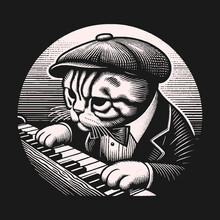 ピアノを弾く猫の音楽家アートプリント 無料画像 - Public Domain Pictures