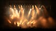 © Jojo* - Bright warm spotlights illuminate musicians performing amidst thick stage fog during a nighttime performance