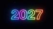 © Maxpoint Imran - Vibrant neon glow of the year 2027 on a dark background