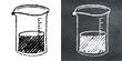 © Xharites - Chalk hand-drawn measuring glass vector. Ideal for science, pharmacy, and kitchen themes. This graphic symbolizes volume measurement and liquid precision with a unique, sketchy aesthetic.