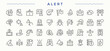 © Rubbble - Alerts line icon set. Contain linear sign signal, attention, hazard, caution, safety, exclamation, warn and more. Outline icons pack. Pixel perfect. Editable stroke. Warning icon set.