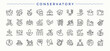© Rubbble - Conservatory vector line icon set. Thin line icons set. Earth linear icon collection. Containing earth, energy, global, environmental, house, pollution and more.