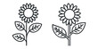 © Maestro - Two stylized sunflowers in outline form