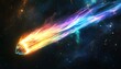© Creative_Bringer - A glowing gem comet sparkling in rainbow hues, spinning through dark void, photorealistic clarity