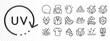 © blankstock - Lingerie, Vitamin h and Spa stones line icons for web app. Glare of light effect. Message icon. Pack of Vitamin e, Sun protection, Suit pictogram icons. Sun cream, T-shirt, Skin care signs. Vector