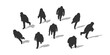 © MkJutt - CAD Drawing. Top view of silhouette business people standing and walking isolated on white background. Vector illustration.