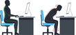 © Artist - Correct posture vs bad posture sitting at desk office ergonomic tips