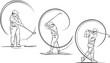 © Ruksana - Golfer swinging in circular frame with multiple poses