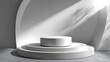 © David - Minimal clean product display scene featuring white podium with soft shadow in lower center and large smooth gradient background above, bright lighting for stylish branding presentation