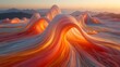 © Sanay - Abstract landscape with flowing fabric and mountains at sunset creating a dreamlike scene