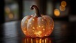 © Igor - Corporate strategy session visual metaphor featuring decorative glowing Halloween pumpkin with warm internal illumination and festive bokeh background for seasonal business