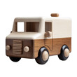 © Rizki - Cute, two-tone wooden toy van on black backdrop