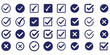 © Hike stu@11111111111 - Check tick mark icon set. Cross box x check mark checkbox v list vector draw hand drawn sketch doodle brush marker checklist symbol wrong right circle. Vector Illustration