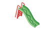 © Jack - Isometric illustration of a green and red playground slide with a wavy track, designed for children's outdoor play.