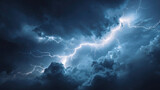 Lightning thunderstorm flash over the night sky. Concept on topic weather, cataclysms