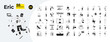 © IMGvisualsCharacters - Asian man character with modern lifestyle activities outline illustrations mega bundle. Working, relaxing, exercising, using gadget 2D linear images. Collection black and white vector drawings