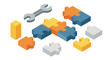 © Ophelia - Isometric puzzle blocks and wrench design for creative solutions