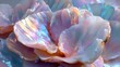 © 楠 刘 - Iridescent mother-of-pearl surface with soft flowing curves and subtle rainbow sheen, smooth luxurious texture resembling the inside of a giant seashell, ethereal vertical composition