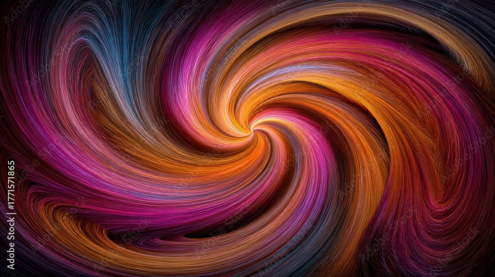 Bright, swirling colors blend harmoniously in an abstract representation of movement and energy. The vibrant hues create a captivating visual experience.