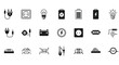 © Steven - Collection of electricity and power supply icons. Vector symbols for electronic components, battery, plug, and light
