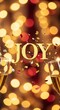 © Proliman - Celebratory champagne toast with bokeh background and the word joy