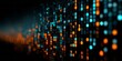 © YOUR - Digital stream of illuminated binary code flows across a dark background with depth of field effect