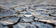 © plysuikvv - Single water drop on dry cracked earth highlights drought impact Generative AI