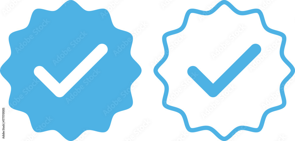 Blue Check Mark and Profile Approved icon set. Verified badge symbol ...
