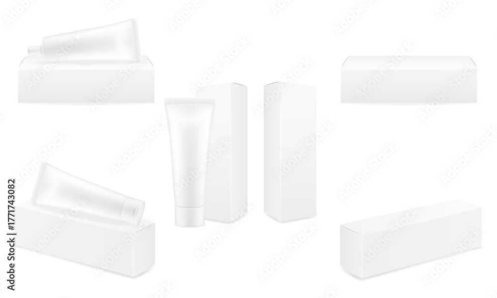 toothpaste box packaging and tube empty template vector illustration ...