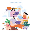 © inspiring.team - Family Collaboration in Remote Work Vector Illustration