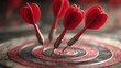 © Nurida - Red darts hit a target board with clarity and sharp precision