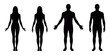 © craft_art - Male and female human body silhouette vector set in neutral standing pose, black figure design ideal for anatomy illustration, infographic layout, health, and educational graphic concepts