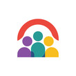 © tarek - Colorful abstract people icons under protective arch symbolizing community and safety