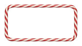 Rectangular candy cane frame isolated on transparent background
