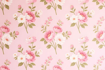  Pink and White Floral Pattern on Light Pink Background flowers