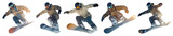 PNG Dynamic snowboarding action sequence, element set on transparent background