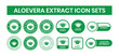 © AFRUJA - Aloe vera extract logo stamps. Advance aloe vera organic product label. cosmetic product, health care herb sticker set. Aloe vera extract logo, label, badge, symbol, banner, circle, black, vector.
