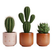 © mdnahidkha23 - Three potted succulent plants and cacti isolated on transparent background