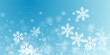 © SunwArt - Random falling snow flakes composition. Winter dust freeze particles. Snowfall sky white teal blue wallpaper. Bokeh snowflakes christmas theme. Snow hurricane landscape.