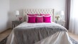 © Johannes - kingsize bed in bright bedroom with pink accessories no logos no brands ar 169